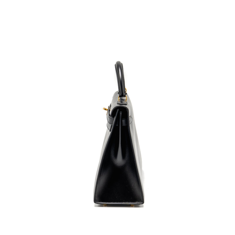 Hermes Kelly 32 Box Black GHW Stamp Square B