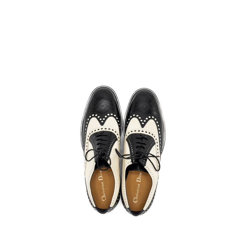 Dior Size 37 Oxfords Derby Shoe Black/ White