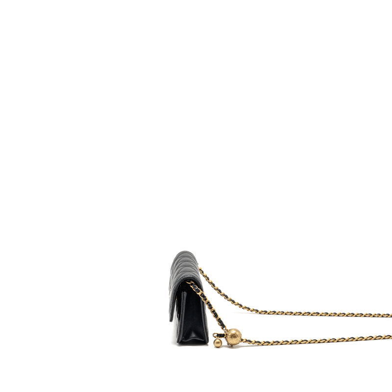 Chanel Pearl Crush Mini Wallet On Chain Lambskin Black GHW (microchip)