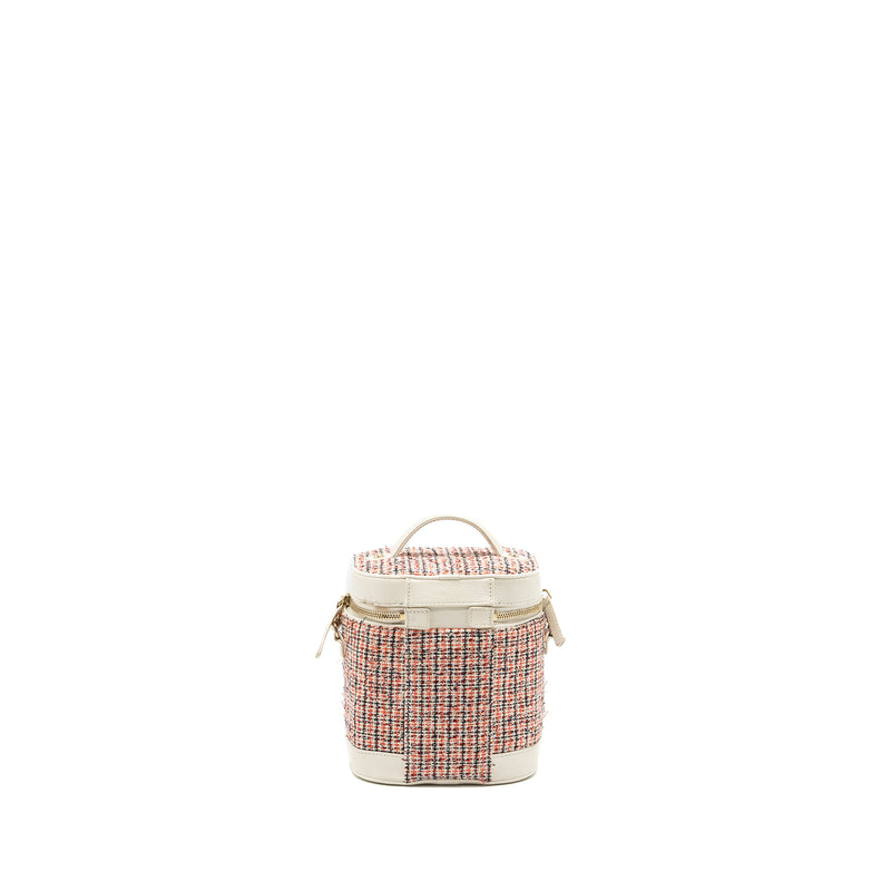 Chanel top handle vanity case with chain tweed multicolour white LGHW
