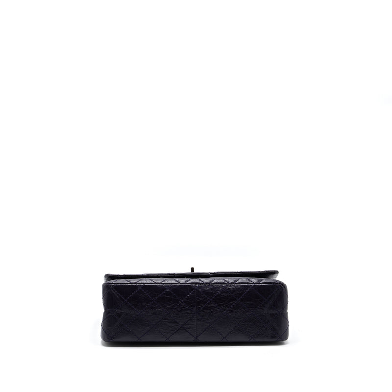CHANEL Large 2.55  REISSUE FLAP BAG AGED CALFSKIN DARK PURPLE RUTHENIUM HARDWARE