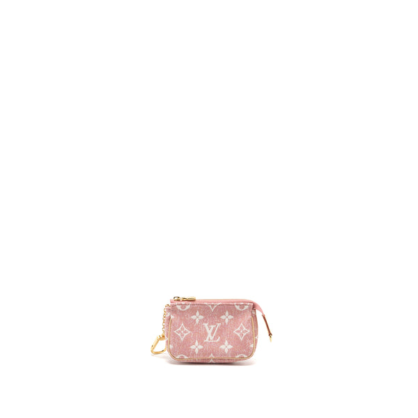 Louis Vuitton Key Pouch Pink Monogram Denim GHW (New Version)