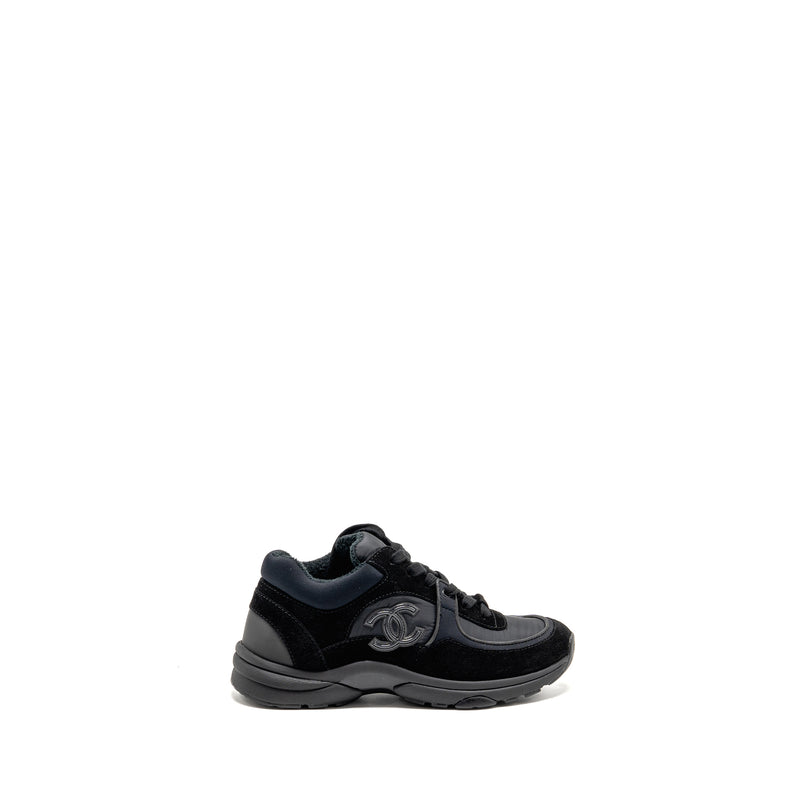 Chanel Size 37 CC Sneakers Suede/Fabric Black