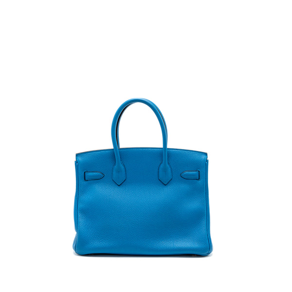 Hermes birkin 30 togo blue Zanzibar GHW stamp A