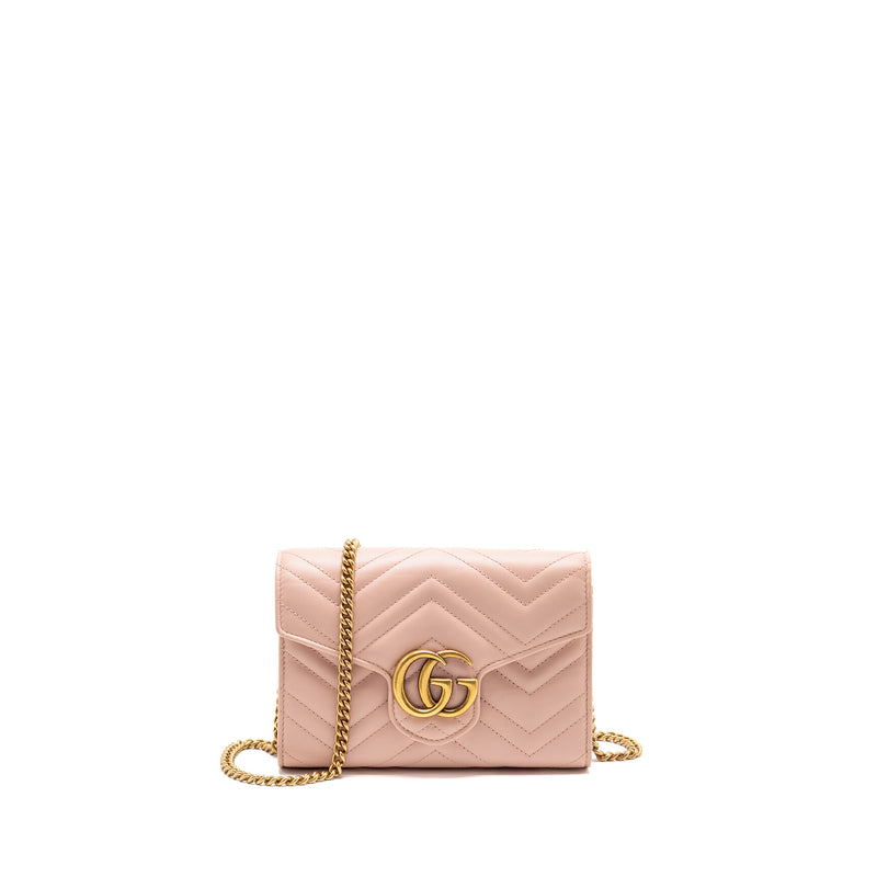 Gucci GG Marmont Wallet On Chain Calfskin Pink GHW