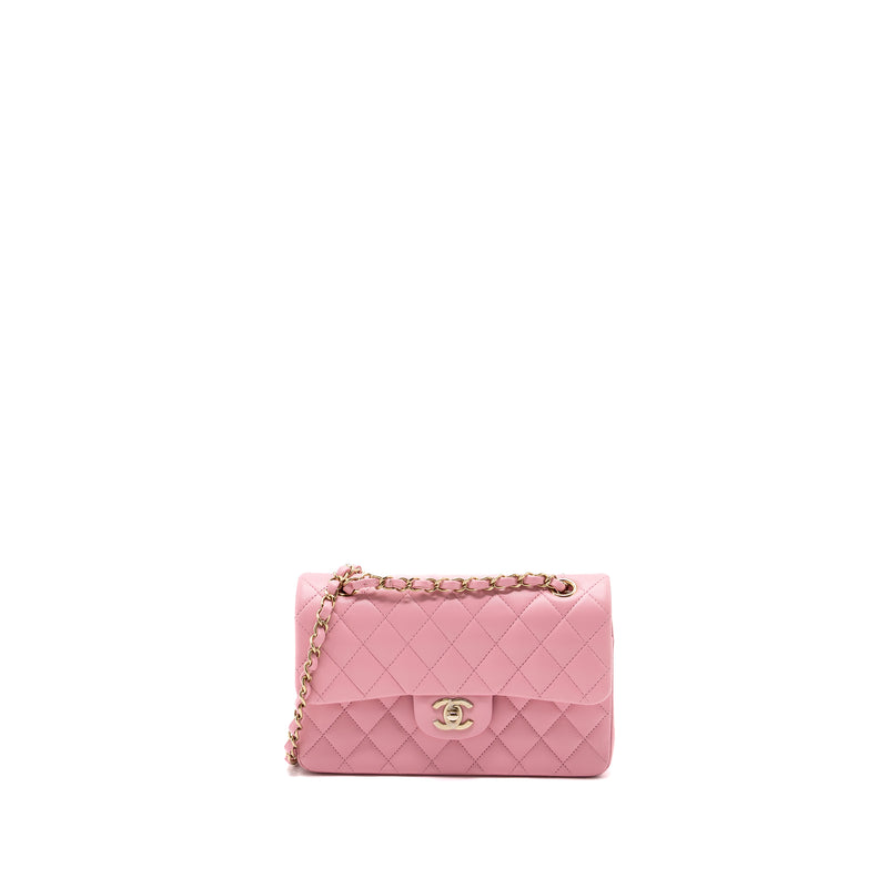 Chanel Small Classic Double Flap Bag Lambskin Pink LGHW(Microchip)