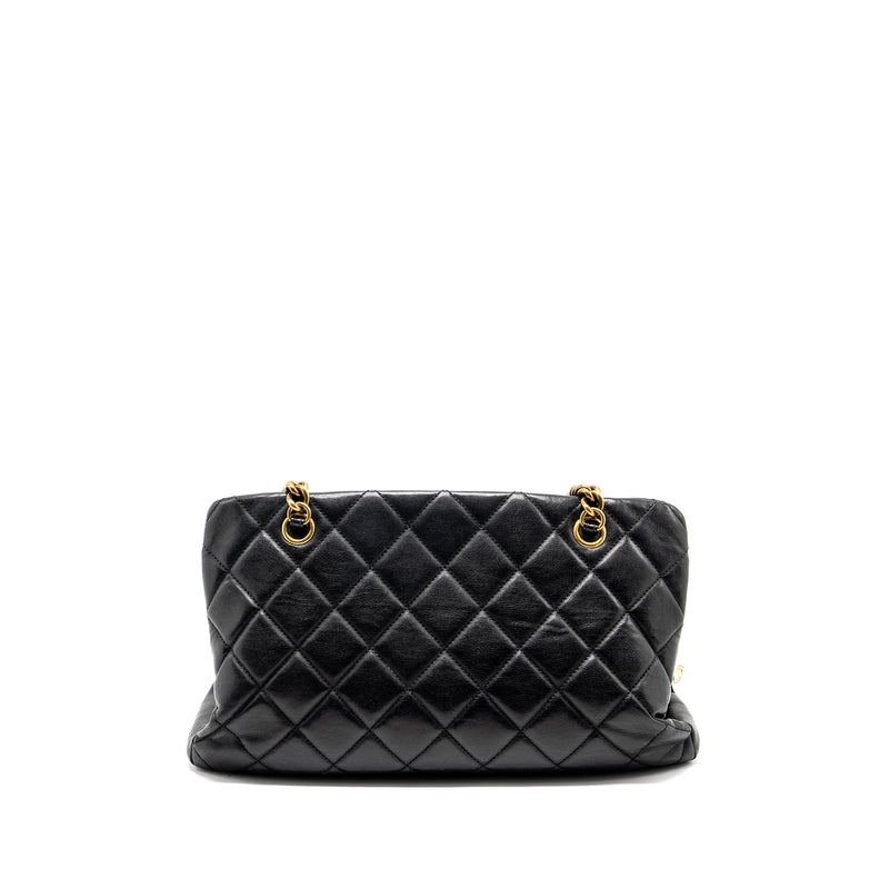 CHANEL Small Quilted CC Crown Tote Bag Calfskin Black Brushed GHW
