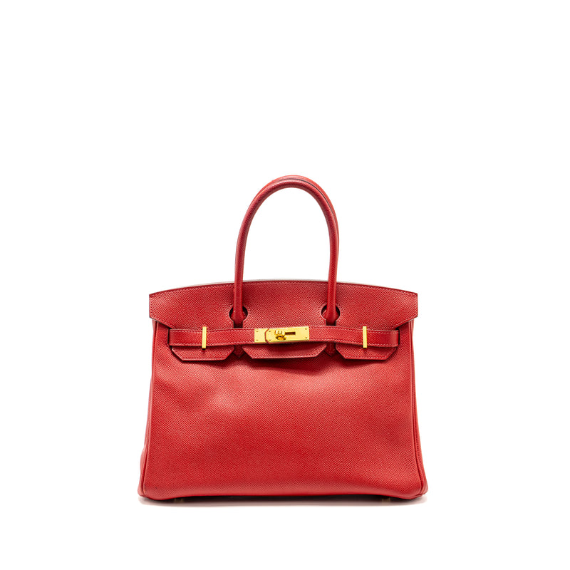 HERMES Birkin 30 Epsom Q5 Rouge Casaque GHW Stamp Square R