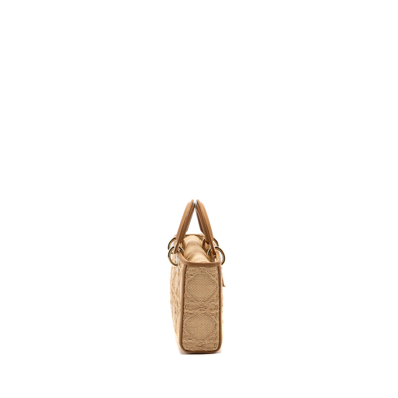 Dior Medium Lady D-Joy Bag Raffia/ Leather Natural LGHW