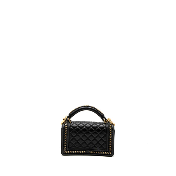 Chanel Top Handle Small Boy Bag Calfskin Black Brushed GHW