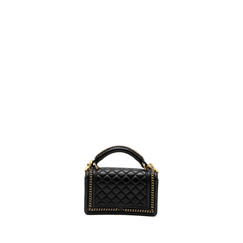 Chanel Top Handle Small Boy Bag Calfskin Black Brushed GHW