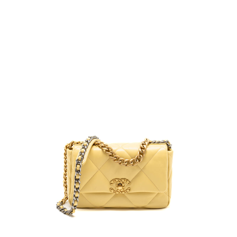 Chanel Small 19 Bag Lambskin Yellow Multicolour Hardware (Microchip)