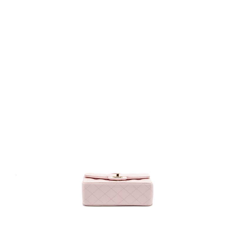 Chanel Top Handle Mini Rectangular Flap Bag Lambskin Light Pink LGHW(Microchip)