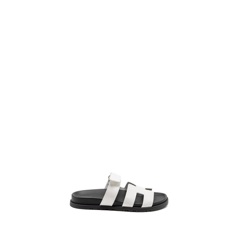 Hermes Size 39 Chypre Sandals White/Black