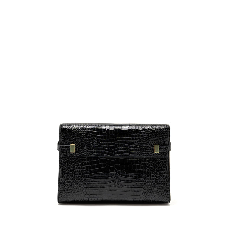 Saint Laurent medium Manhattan bag croc embossed calfskin black GHW