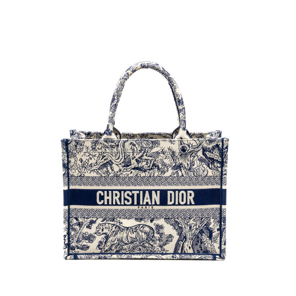 Dior Medium Book tote Blue Toile De Jouy Embroidery Canvas