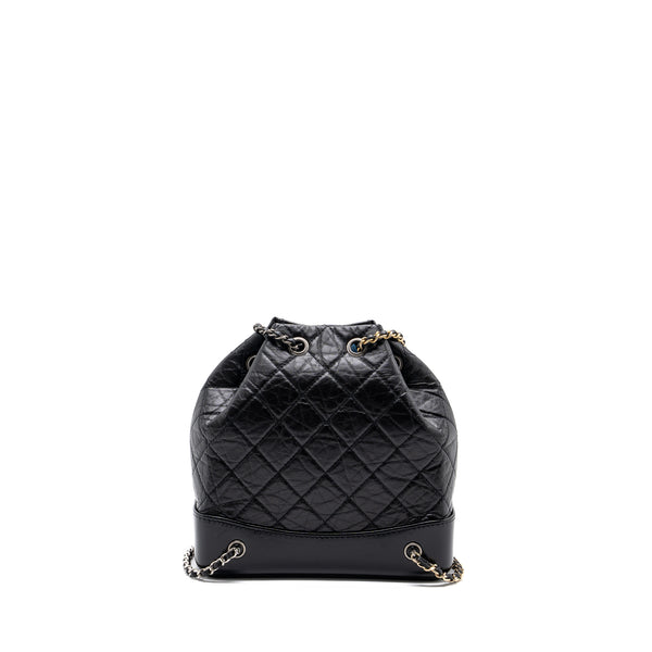 Chanel Small Gabrielle Backpack Aged Calfskin Black Ruthenium Hardware (microchip)