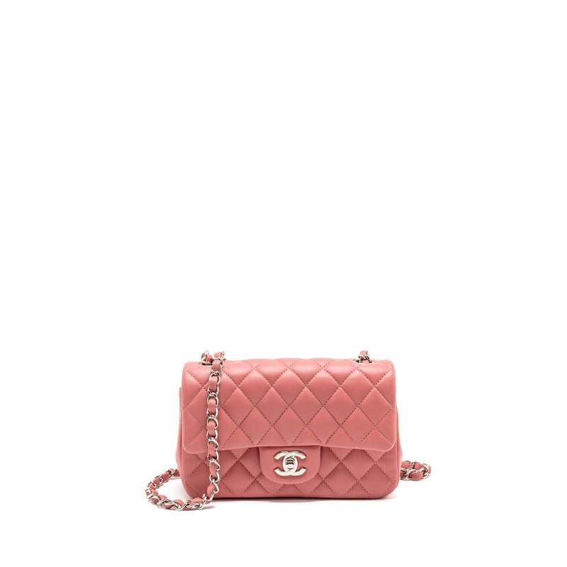 Chanel Mini Rectangular flap bag lambskin pink SHW