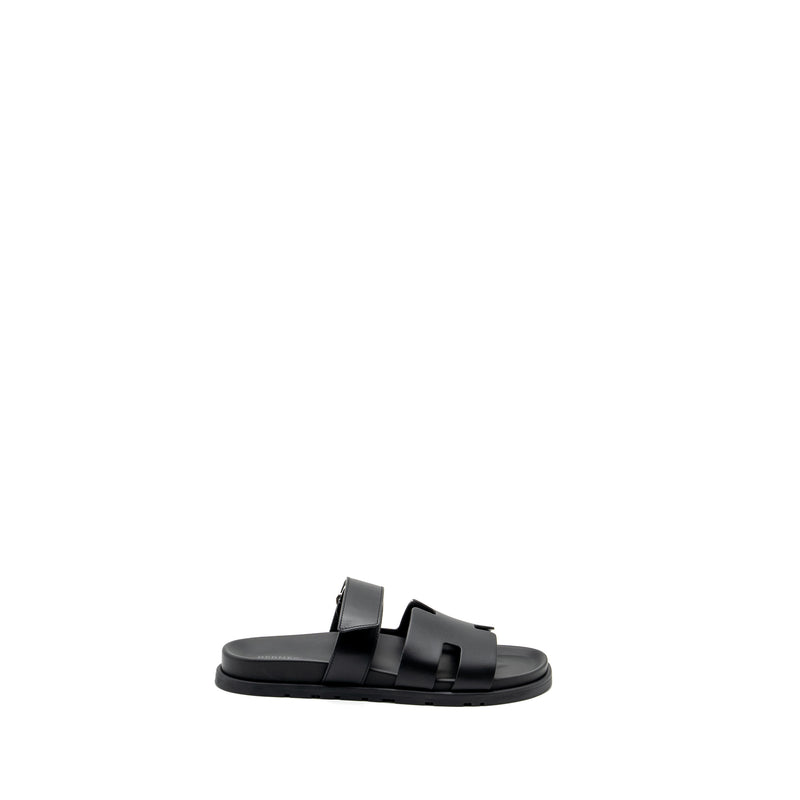 Hermes Size 44 Chypre Sandals Calfskin Black