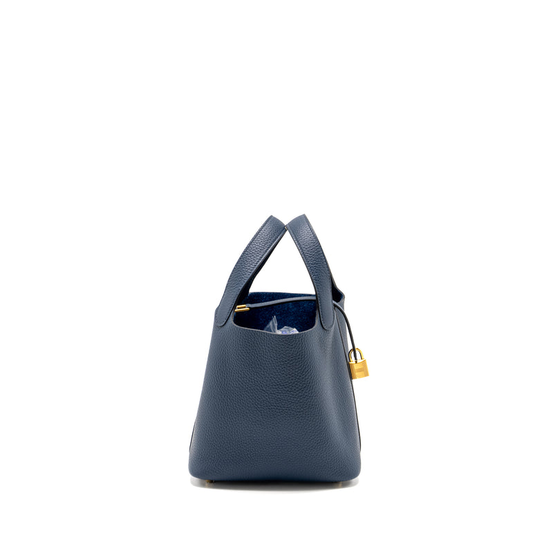 Hermes Picotin 18 Lock Bag Clemence Bleu De Prusse GHW Stamp W