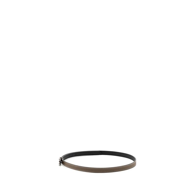 Hermes size 75 Bubble Belt Buckle & 13mm Reversible Leather strap Epsom/swift Etoupe/black Stamp U SHW