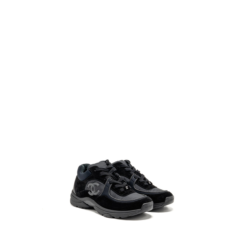 Chanel Size 37 CC Sneakers Suede/Fabric Black