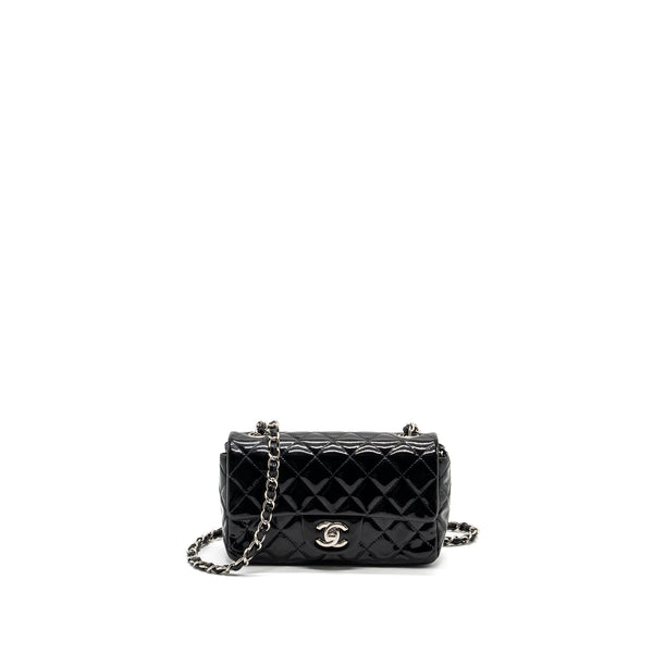 Chanel Mini Rectangular Flap Bag Patent Black SHW