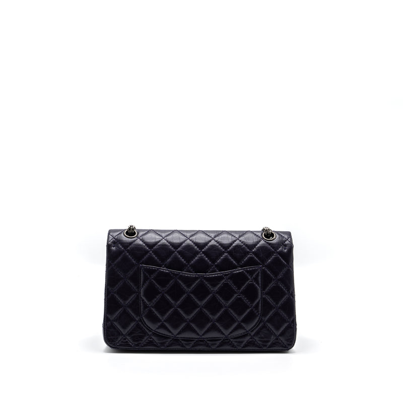 CHANEL Large 2.55  REISSUE FLAP BAG AGED CALFSKIN DARK PURPLE RUTHENIUM HARDWARE
