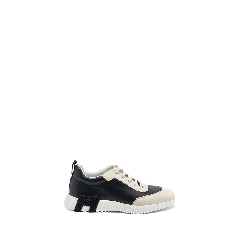 Hermes size 41 men’s bouncing sneakers leather Black/ white multicolour