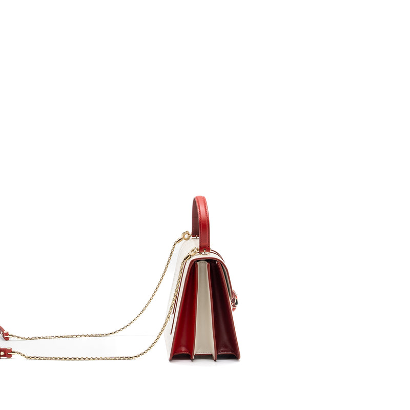 Bvlgari top handle serpenti bag calfskin white / red LGHW
