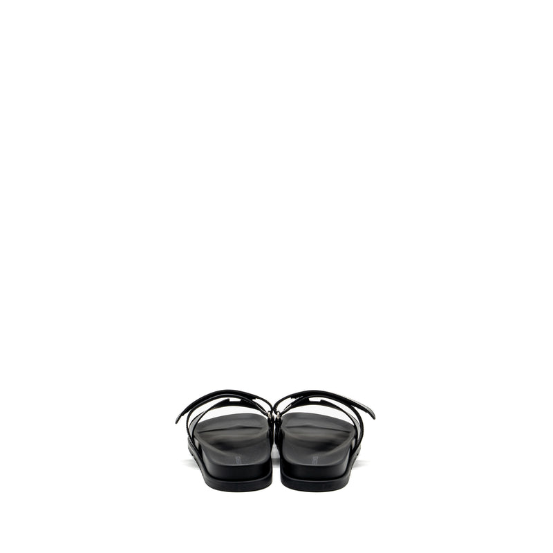 Hermes Size 44 Chypre Sandals Calfskin Black
