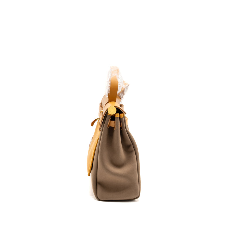 Hermes Herbag31 zip bag canvas / hunter etoupe / natural sable GHW stamp U