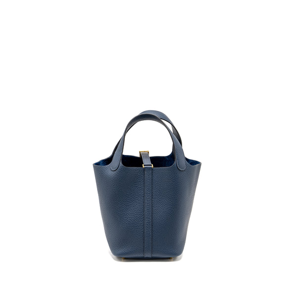 Hermes Picotin 18 Lock Bag Clemence Bleu De Prusse GHW Stamp W