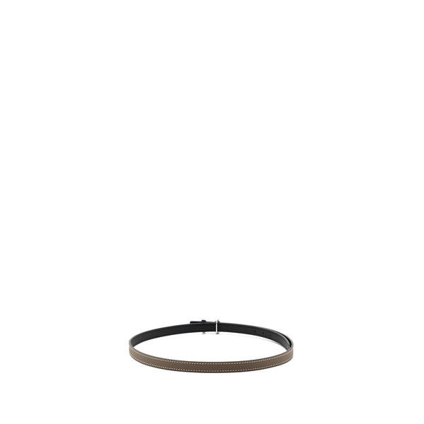 Hermes size 75 Bubble Belt Buckle & 13mm Reversible Leather strap Epsom/swift Etoupe/black Stamp U SHW