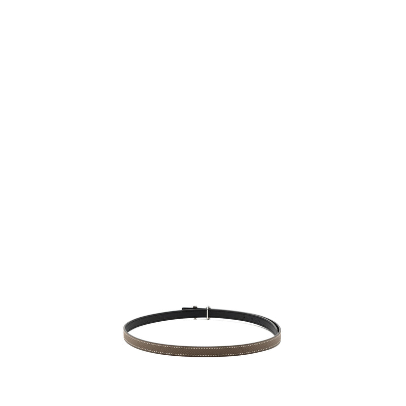 Hermes size 75 Bubble Belt Buckle & 13mm Reversible Leather strap Epsom/swift Etoupe/black Stamp U SHW