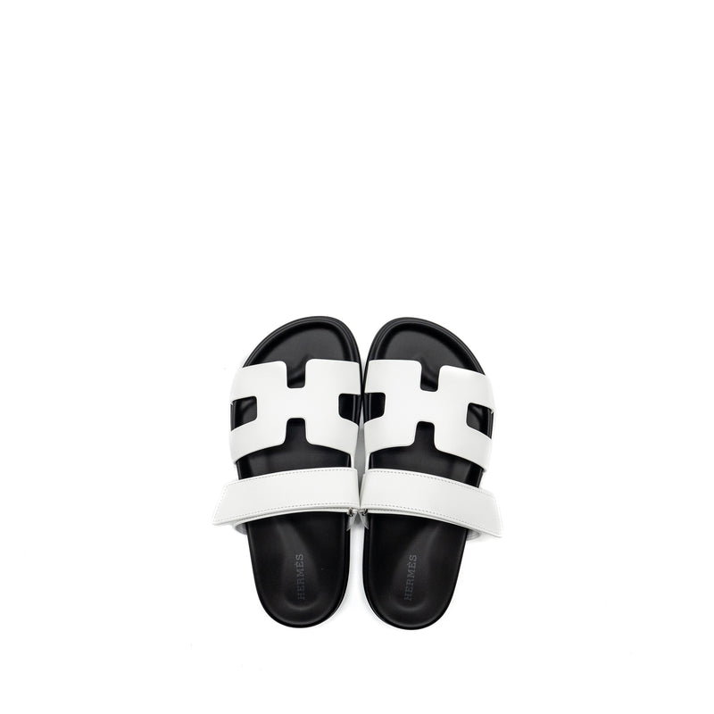 Hermes size 36 chypre sandal calfskin white / black