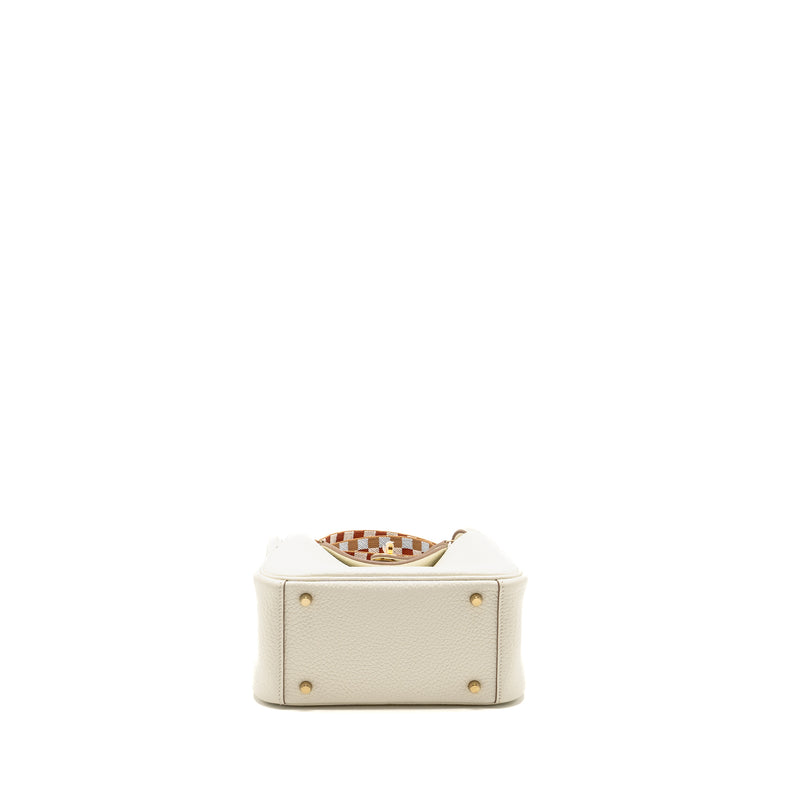 Hermes Mini Lindy Clemence Mushroom / Nata with multicolor strap GHW stamp B