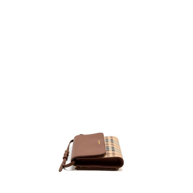 Burberry Flap Messenger Crossbody Bag Calfskin Brown/Multicolour GHW