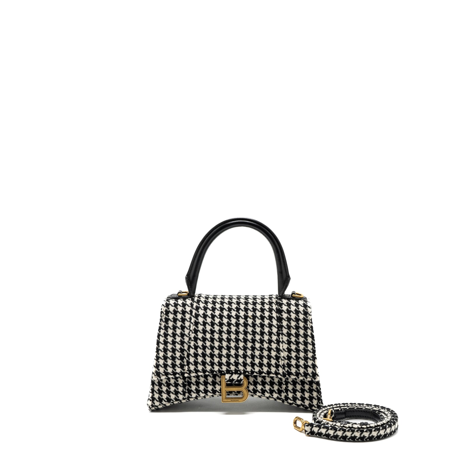 Balenciaga Hourglass S Wool Houndstooth Black/White GHW Balenciaga Hourglass S Wool Houndstooth Black/White GHW