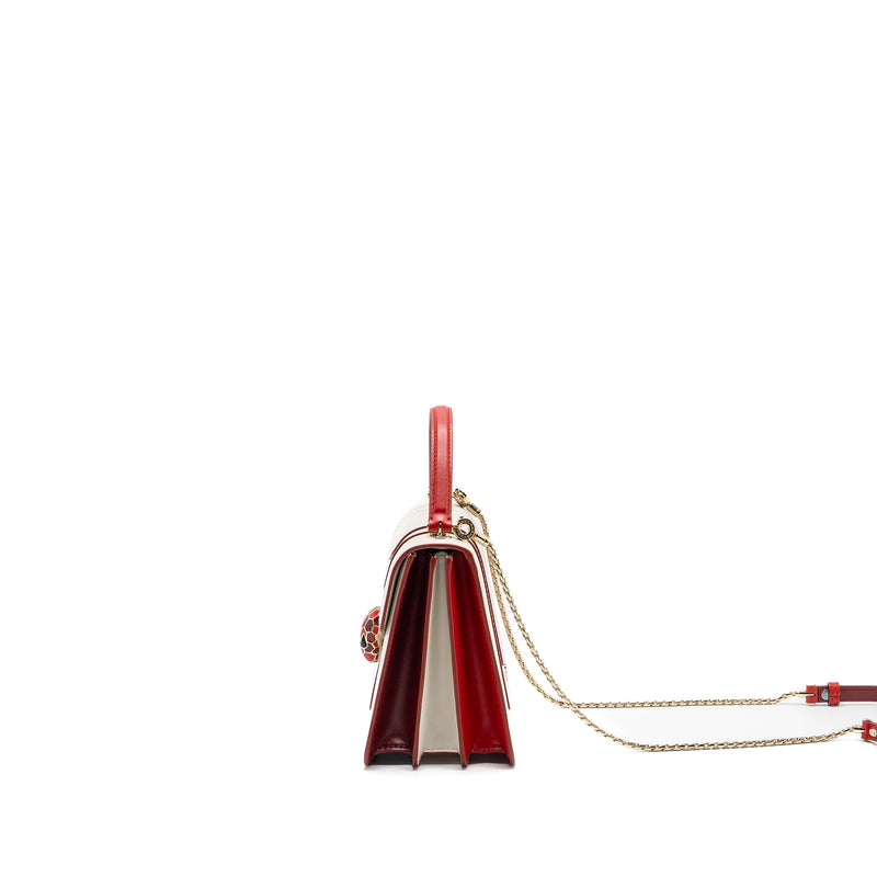 Bvlgari top handle serpenti bag calfskin white / red LGHW