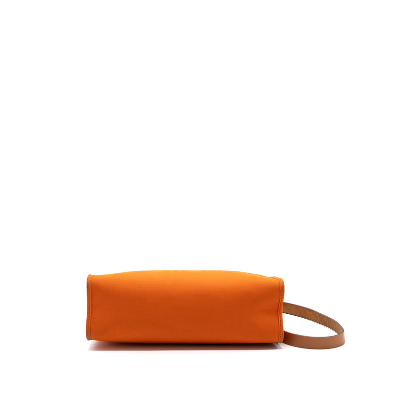 Hermes Herbag 31 Zip Bag Canvas/Hunter Orange SHW Stamp Square R