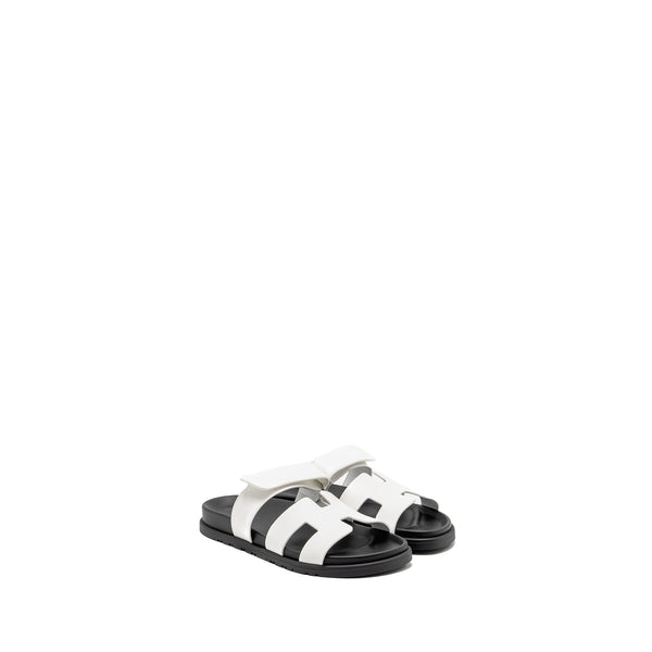 Hermes Size 39 Chypre Sandals White/Black
