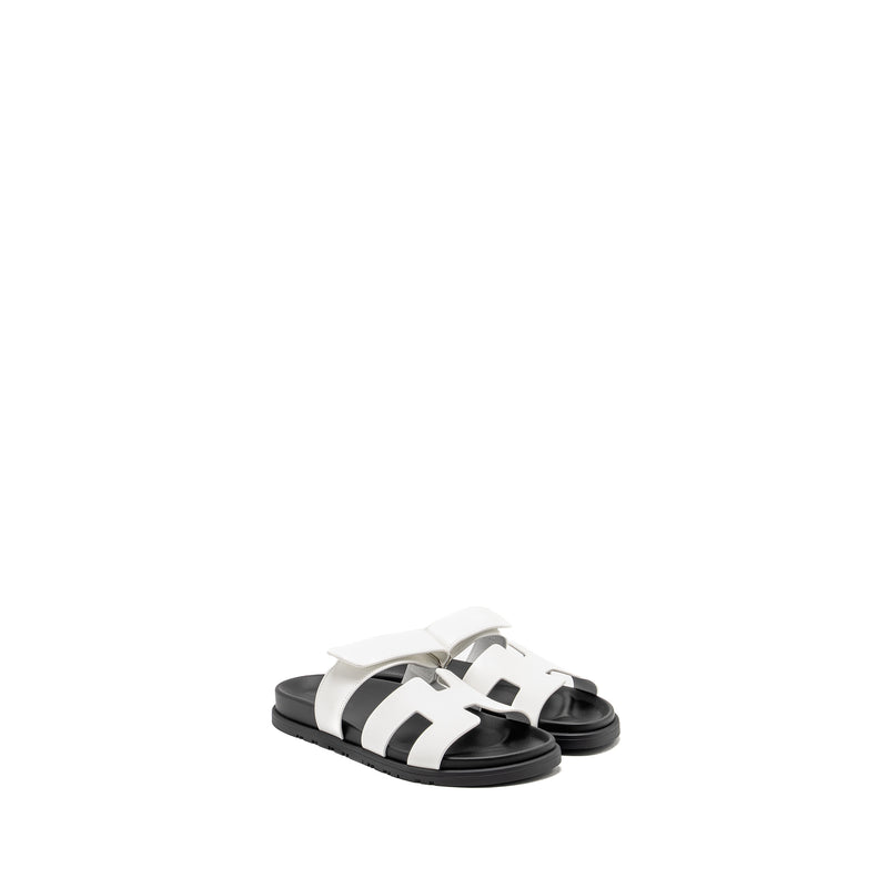 Hermes Size 39 Chypre Sandals White/Black