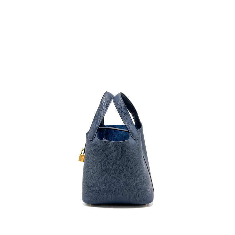 Hermes Picotin 18 Lock Bag Clemence Bleu De Prusse GHW Stamp W