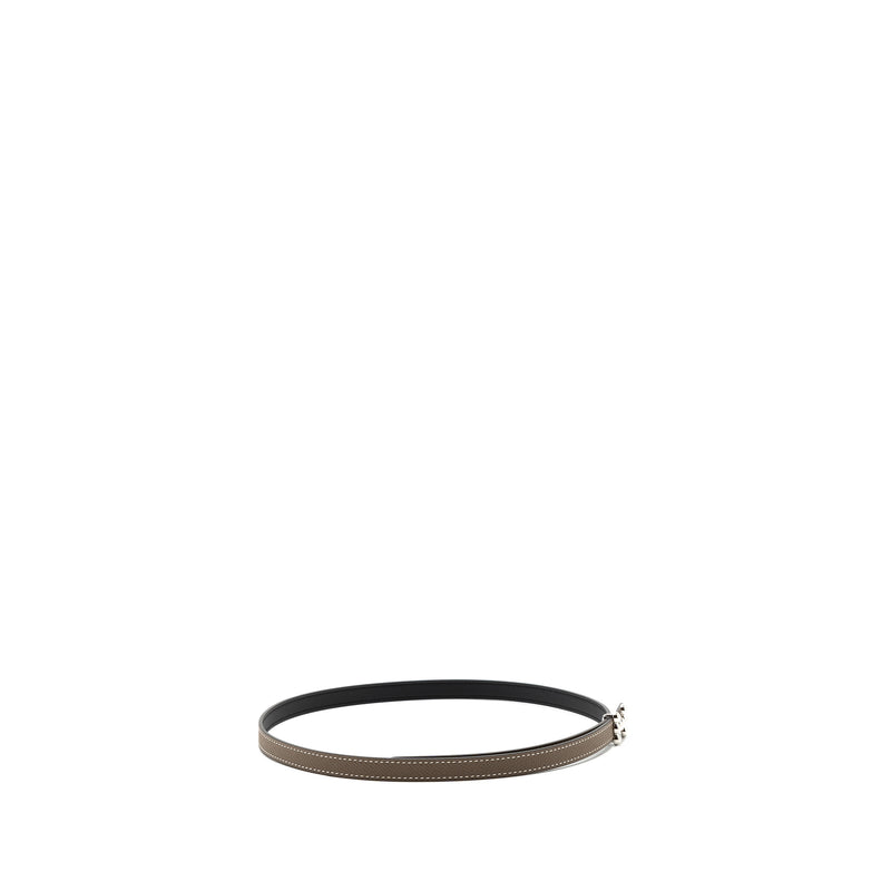 Hermes size 75 Bubble Belt Buckle & 13mm Reversible Leather strap Epsom/swift Etoupe/black Stamp U SHW