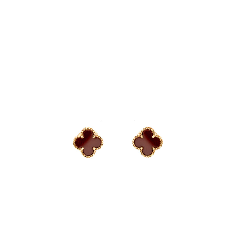 Van Cleef & Arpels Sweet Alhambra Earstuds Earrings, Rose gold, Carnelian