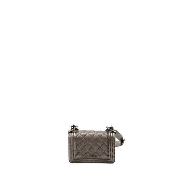 Chanel Super Mini Boy bag grained calfskin bronze ruthenium hardware