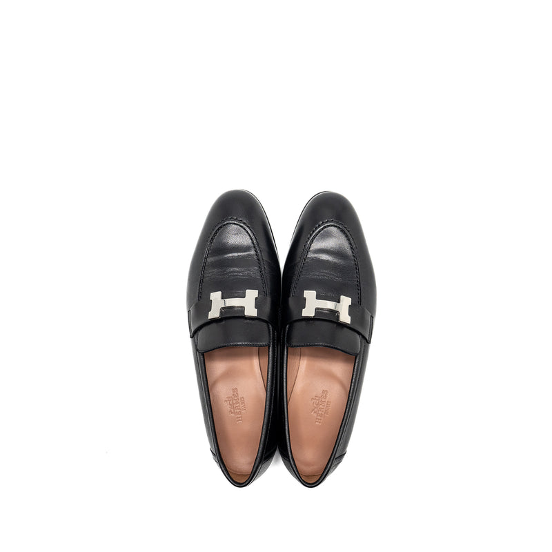 HERMES Size 36 Paris Loafer Goatskin Black SHW