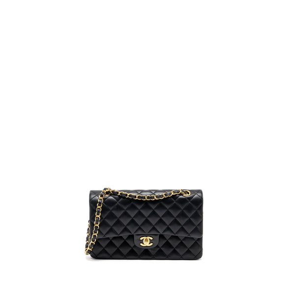 Chanel medium classic double flap bag lambskin Black GHW