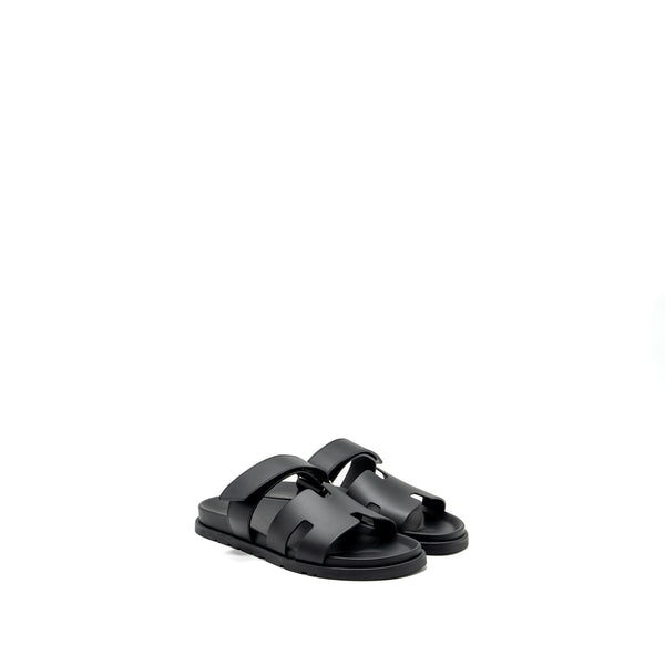 Hermes Size 44 Chypre Sandals Calfskin Black